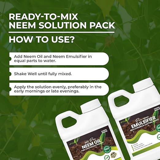 100% Pure Neem Oil &amp Citronella Emulsifier Combo - Natural Plant Care and Wetting Agent for Plants Trees (1 Gallon)