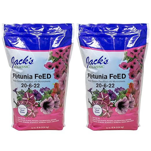 Jack's Classic 20-6-22 Petunia Feed Water-Soluble Fertilizer with Micronutrients 10lbs 2 Pack - Provides Lush Green Annuals