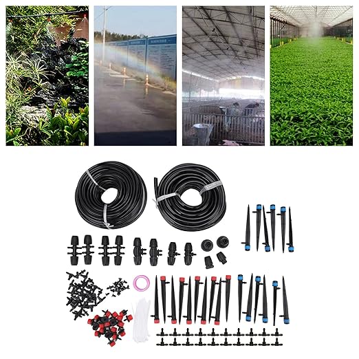30m Garden Automatic Drip Irrigation Kit Micro Irrigation System for Plants Water Saving Irrigation Set with 30m Hose and Multiple Nozzles for Greenhouse Balcony Patio