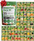 HOME GROWN 55 Vegetable Seeds Pack 28000+ Non-GMO Heirloom Seeds for Planting Vegetables Survival Seed Vault Garden Kit for Spring Fall Winter Gift for Gardeners