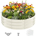 4FT Diameter Galvanized Garden Raised Bed/Plant Box/Fire Pit Ring - 0.8mm Thick12 Inch TallPerfect for Planting a Variety of FlowersHerbsVegetables (Cream White 48 Dia X 12inches)