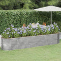 Garden Raised Bed Planter Raised Beds Raised Planter Box Planters for Outdoor Plants Garden Beds Powder-Coated Steel 144.9x31.5x26.8 Silver