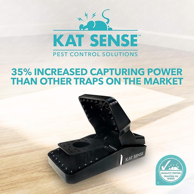 Kat Sense Rat Traps that Work Indoor &amp Outdoor for Instant Kill Results Set of 8 Large Reusable Snap Traps for Mice Chipmunks 'N Squirrels