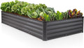Plant &amp Plot Galvanized Raised Garden Beds Outdoor // 8×4×1 ft Planter Raised Beds for Gardening Vegetables Flowers // Large Metal Garden Box // Patented Tool-Free Design (Dark Gray)
