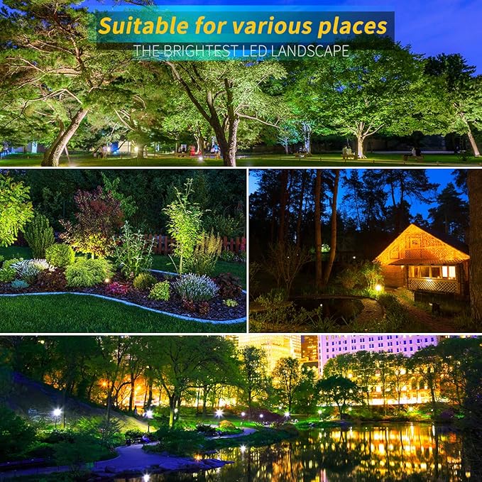LED Landscape Lights5W 120V AC Outdoor Pathway Garden Yard SpotlightIP65 Waterproof Garden Flood LightOutdoor Spotlight with StakeUL Cord 5-ft with Plug (Pack of 4 Daylight White)