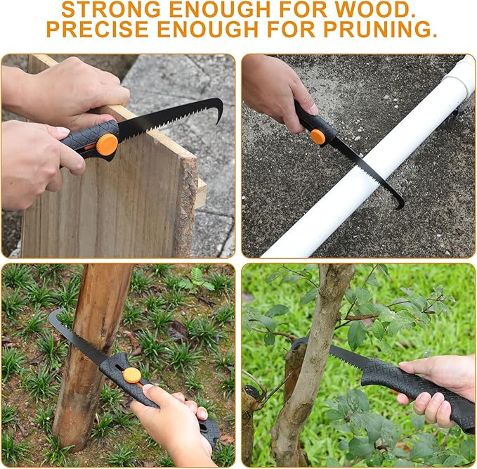 Garden Shears Tool Set 3 Pcs - Heavy Duty Lopper Hedge Shears &amp Pruning Saw for Tree Branches Hedges Backyard &amp Fruit Trees Carbon Steel Blades