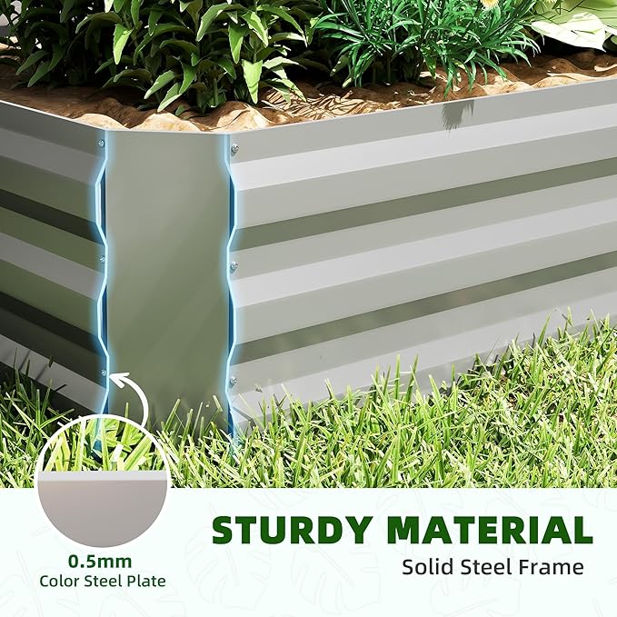 Outsunny 4 x 3 x 3ft Raised Garden Bed with Mini Greenhouse Galvanized Raised Garden Bed with Cover for Herbs and Vegetables Small Greenhouse for Patio Garden Balcony Clear and Gray
