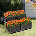 S AFSTAR Raised Garden Bed Kit Set of 4 Elevated Planter Boxes with Self-Watering Design &amp Removable Legs Outdoor Plastic Planter Box for Patio Yard Balcony Gardening Rattan Pattern (Brown)