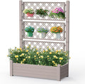 43.43×18.27×59.29IN Resin Planter Raised Beds with SteelsRaised Garden Bed Outdoor Waterproof &amp UV ResistantElevated Garden Beds for BackyardPatio &amp Balcony(Grey)