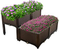 Plant Grow Box Elevated Raised Garden Bed Kits Fit for Flower Vegetable Grow Brown 4-piece Set