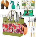 Garden Tool Set 10 PCS Gardening Essentials Stainless Steel Garden Hand Tools with Tote Bag Well-Designed Gardening Supplies Kit Gifts for Women Men Gardeners