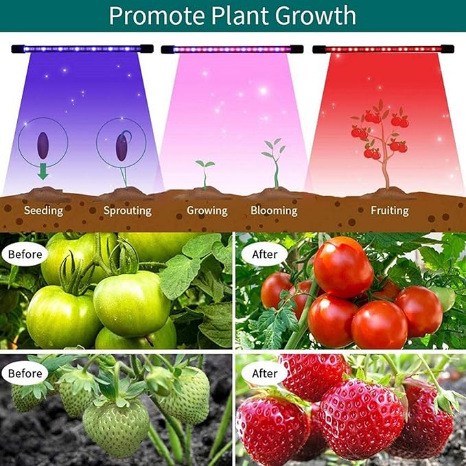 Grow Lights Plant Light Indoor Red and Blue Full Spectrum LED Plant Grow Light with Timer 3 9 12H 3 Lighting Modes 9 Level BrightnessAutomatic Switch Mode Plant Lights Adjustable Clips