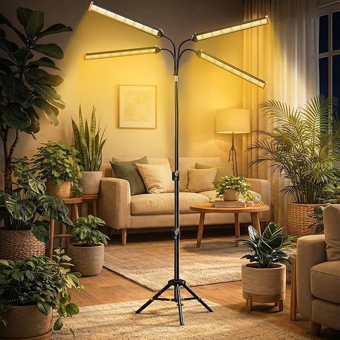 Grow Light with Stand for Indoor Plants3500K Warm White Plant Light with Red Blue LEDs for Indoor Tall Large Plants GrowingDimmable &amp Auto TimerHeight Adjustable 17-61