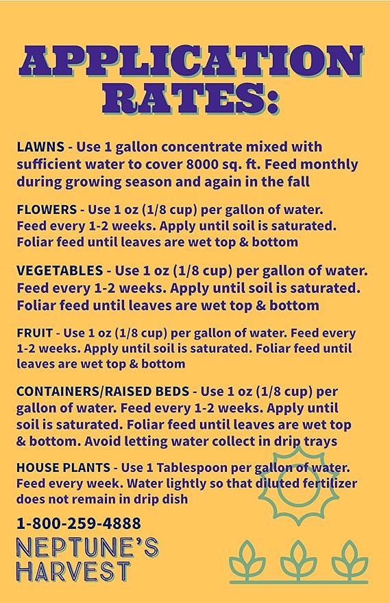 Neptune's Harvest Fish Fertilizer (2-4-1) - Organic Liquid Plant Fertilizer - Fish Hydrolysate for Vegetables Flowers Fruit Trees Grass - Indoor and Outdoor Plant Food (Gallon)