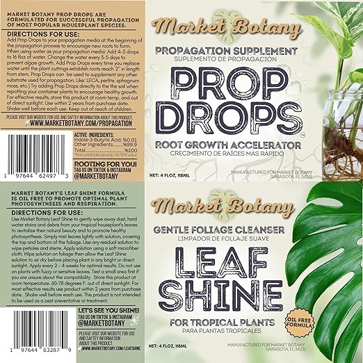 Propagation Bundle | Prop Drops + Leaf Shine Spray | Root Growth Booster &amp Natural Leaf Cleaner for Healthy Vibrant Houseplants