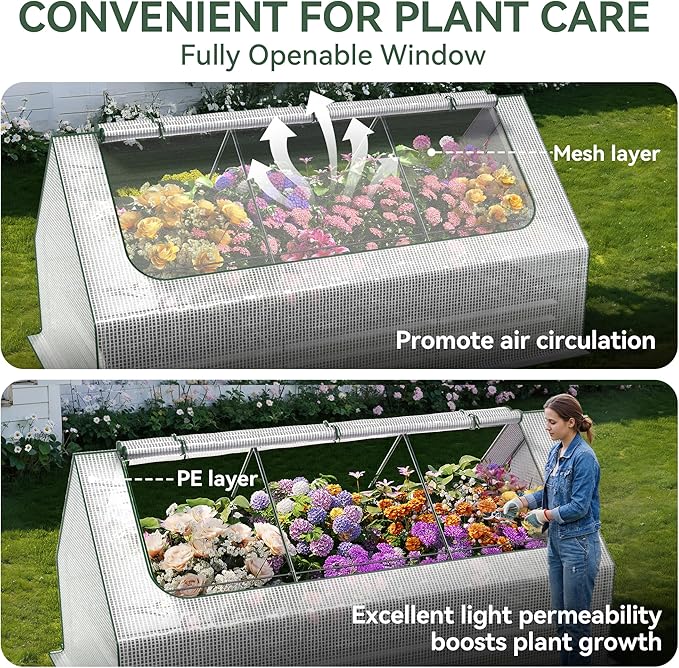 Raised Garden Bed with Self-Watering System 8x4x1 ft Elevated Planter Boxes Outdoor with PE Cover Galvanized Raised Beds for GardeningVegetablesFlowers Backyard Patio