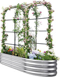 KING BIRD Raised Garden Bed with Arched Trellis Galvanized Planter Garden Box Outdoor for Gardening Climbing Vegetables Flowers 5.9x2.95x0.98 Ft Silver