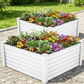 YITAHOME 48x48x24 in Plastic Raised Garden Bed 2pcs with Growth Grid Large Outdoor Vinyl Planter Box for Plants Vegetables and Flowers Easy Installation White