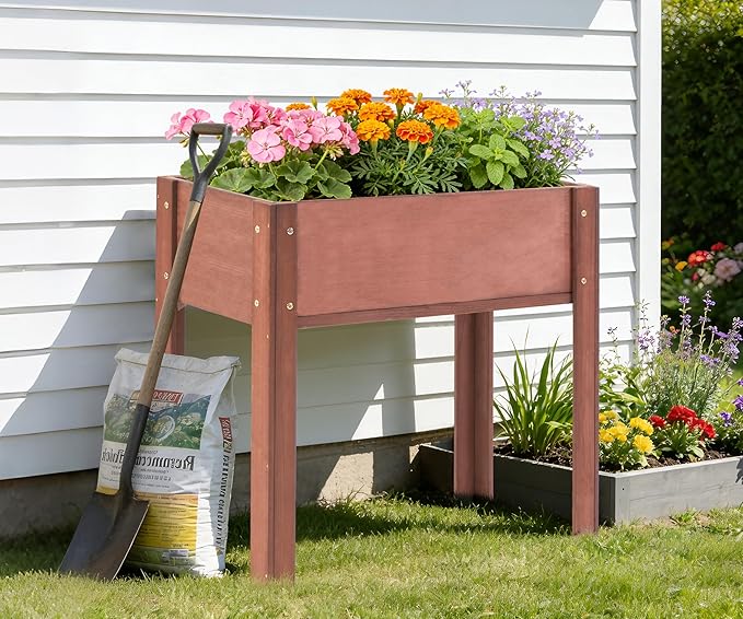 Raised Garden Bed with Legs (31x16x31'') Solid Wood Elevated Planter Box for Outdoor