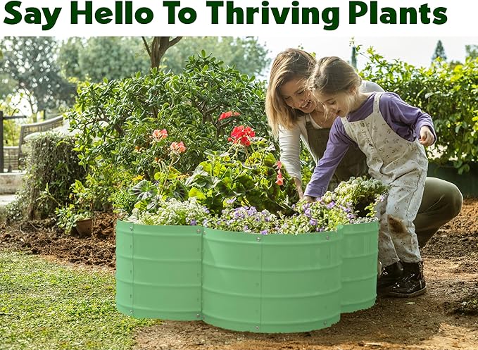 Galvanized Raised Garden Beds Outdoor // 3×3×1 ft &amp 4×4×1 ft Planter Raised Beds for Gardening Vegetables Flowers // Large Metal Garden Box (Light Green) // Patent Pending Tool-Free Assembly