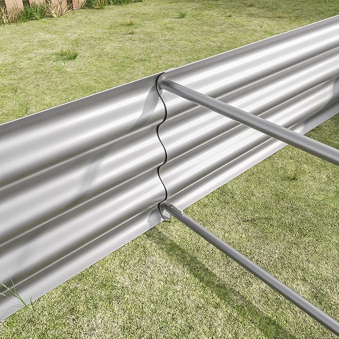 Raised Garden Bed 71inch x 36inch x 12inch Metal Rectangular Planter for Vegetables Flowers &amp Herbs - Silver