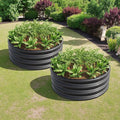 2PCS 32.08x11.4 Tall Round Raised Garedn BedMetal Raised Beds for Vegetables Outdoor Garden Raised Planter Box Backyard Patio Planter Raised Beds for Flowers Herbs Fruits Black