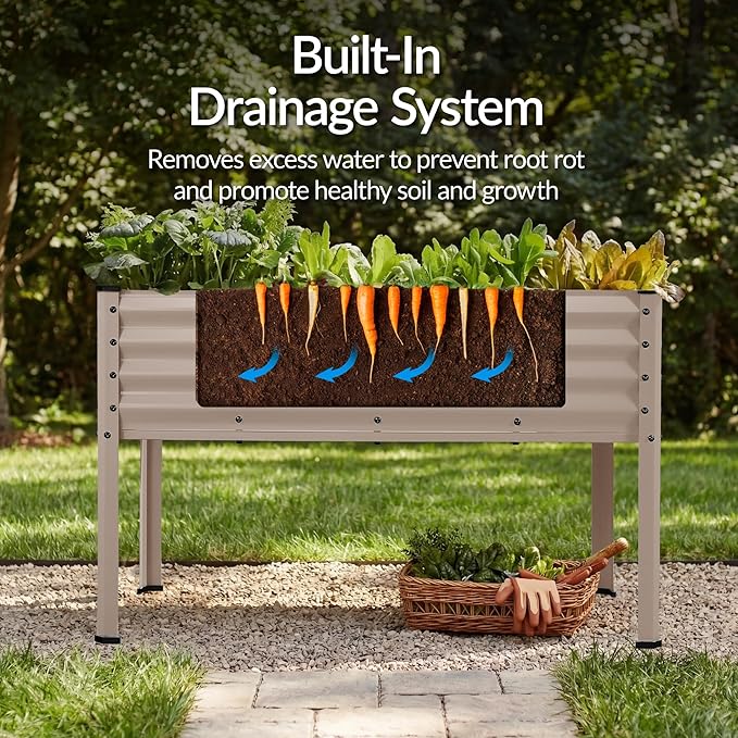 Best Choice Products 48x24x30in Galvanized Raised Garden Bed Metal Elevated Planter Box Vegetable Garden for Backyard Patio Balcony - Taupe