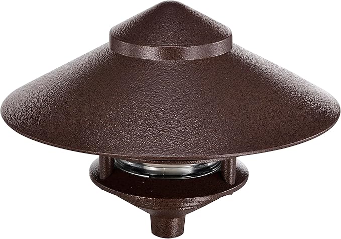 NUVO SF76/635 One 2 Louver Hood Outdoor Pagoda Landscape Pathway Light 2 Tier-Large Old Bronze