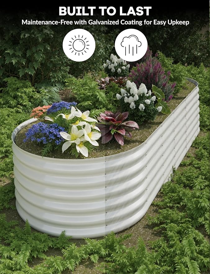 2Pcs 10x4x1.5ft Raised Garden BedGalvanized Raised Planter Boxes Outdoor with Easy Assembly Large Garden Bed for Vegetables Fruits FlowerRaised Garden BedBeige