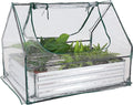 Sunnydaze Steel Raised Garden Bed with Mini Greenhouse - Outdoor Greenhouse Kit - 2 Zippered Doors - Clear - 4' x 3'