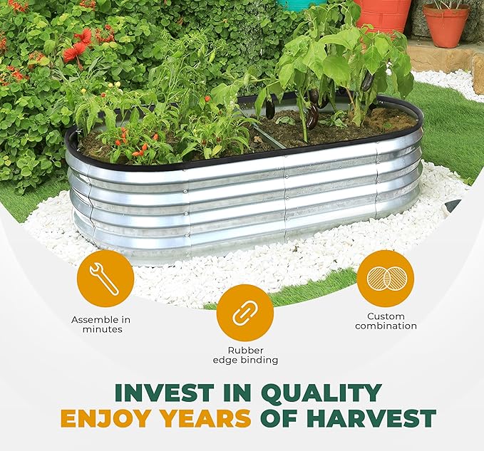 Utopia Home Galvanized Raised Garden Bed 6 by 2 feet Lightweight Planter Boxes Outdoor with Easy Assembly Large Garden Bed for Vegetables Fruits Flowers Silver Pack of 2