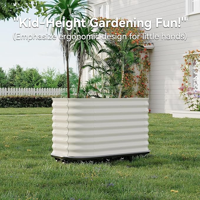 Self-Watering Wheeled Metal Garden Bed with Built-in Water Storage Mobile Raised Planter Box with Lockable Wheels Indoor/Outdoor Rolling Grow Station for Veggies