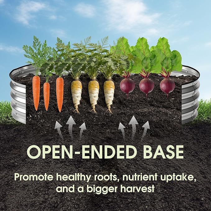 NEWBULIG Heavy-Duty Galvanized Oval Raised Garden Bed for Outdoor Metal Planter Box with Open Base Easy Assembly with Safe Edges for Vegetables/Flowers/Herbs