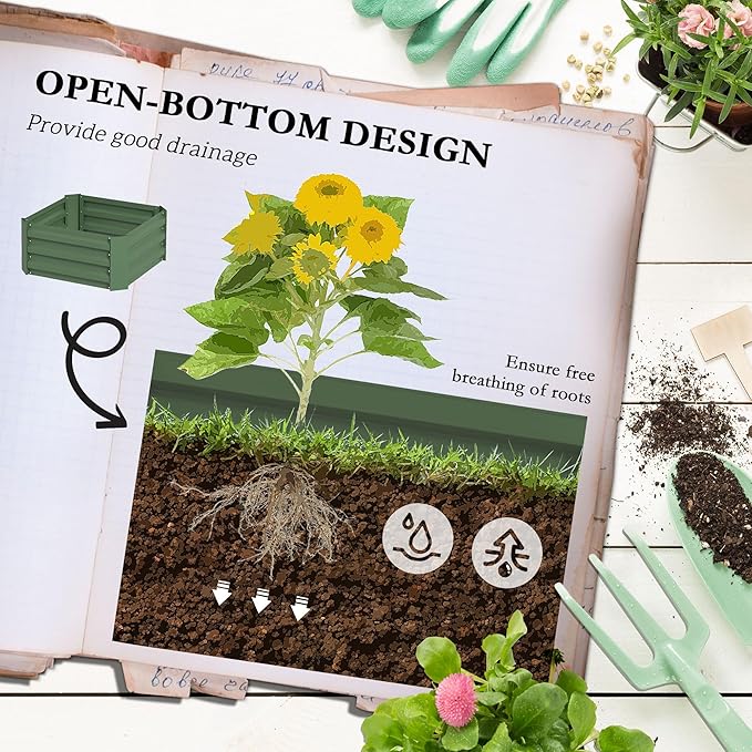 Outsunny Galvanized Raised Garden Bed 73.5 Tall Outdoor Planter Box with Trellis Tomato Cage and Open Bottom for Climbing Vines Vegetables Flowers in Backyard Garden Patio Green