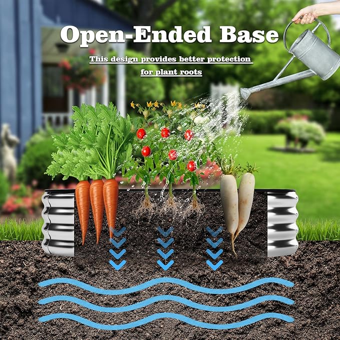 Galvanized Metal Planter Raised Garden Bed Kit for Gardening Outdoor Garden Box Raised Flower Bed 2PC Green 2X2X1FT