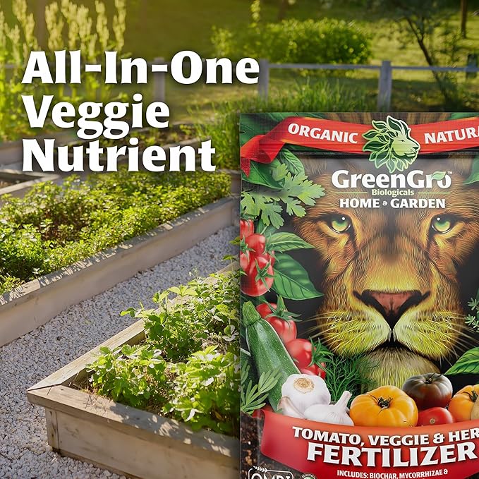 GreenGro Veggie Herb &amp Tomato Fertilizer - Outdoor &amp Indoor Plant Food for Edible Plants/Organic Fertilizer &amp Flower Food for Vegetable Garden/Improve Harvest with Vital Plant Nutrients