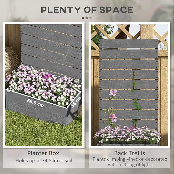 Tomato Planter Box with Support Trellis 59 Inch Tall Raised Garden Bed for Climbing Vegetables Outdoor Planter with Drainage Holes for Patio Gray