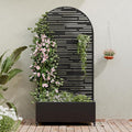 Casaphoria Metal Raised Garden Bed with Trellis and Wheels 72x35x16 Arched Planter Box for Climbing Plants Vegetables &amp Vines Features Drainage Holes and Privacy Screen (Black-Shine)