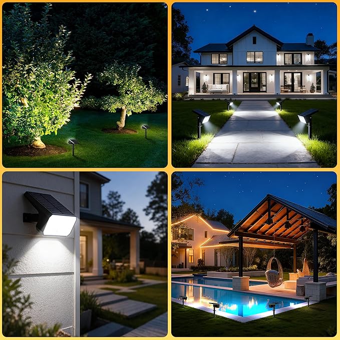 Solar Spot Lights Outdoor [6 pack/118 LED] 4 Modes Auto On/Off Solar Landscape Spotlights Ip67 Waterproof Solor Powered Pathway Lights for Outside Yard Garden Walkway Tree Patio (Cool White)