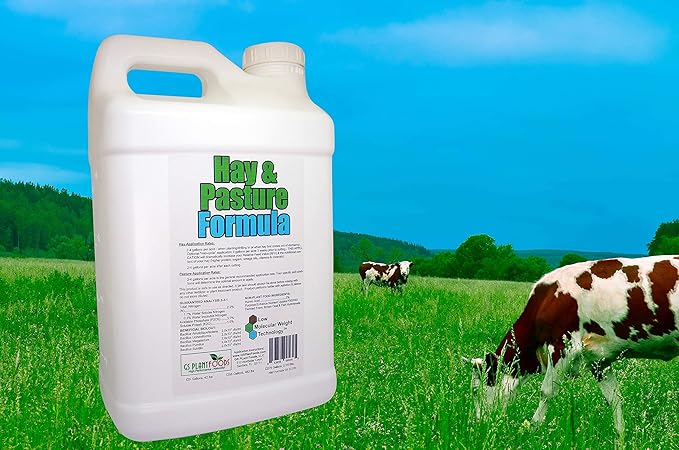 Hay &amp Pasture Formula by GS Plant Foods- Organic Pasture Fertilizer with Humic Acid &amp Fulvic Acid (5 Gallon) - Pasture Grass Formula for Higher Yields and Healthier Animals