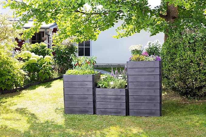 Exaco 645115-NP ERGO Square Modular Raised Garden Flower Bed Anthracite