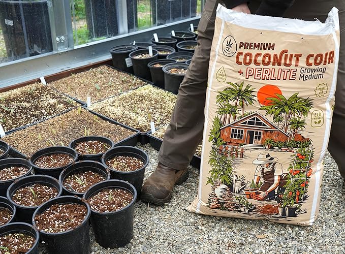 Happy Trees Coco Coir and Perlite 70/30 Growing Medium Potting Mix Seed-Starting Premium Quality Triple-Washed for Low Salt/EC pH Balanced Loose Coconut Fiber Peat-Free 50L (1.8 cu.ft.)