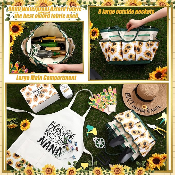 Lasnten 16 Pcs Garden Gift for Christmas Women Mom Grandma Birthday Gift Garden Tools Set Best Ever Mother Present for Her from Daughter Son Granddaughter Grandson(Nana)