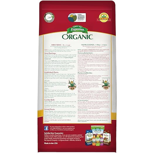 Espoma Organic Holly-Tone 4-3-4 Natural &amp Organic Evergreen &amp Azalea Plant Food 8 lb. Bag The Original &amp Best Fertilizer for All Acid Loving Plants Including Rhododendrons &amp Hydrange