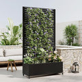 Metal Planter Box with Trellis Raised Garden Bed with 4 Wheels Privacy Screen &amp Trellis for Climbing Plants Vines Outdoor Plant Stands Rectangle Trellis