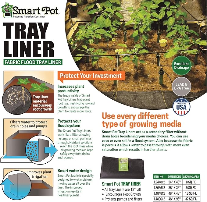 Smart Pot Tray Liner Raised Bed Flood 4 ft x 8 ft (48 x 96)