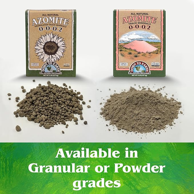Down To Earth All Natural Fertilizers Organic Azomite Granulated Trace Minerals - Essential Minerals for Improving Plant Growth 0-0-0.2 5lb