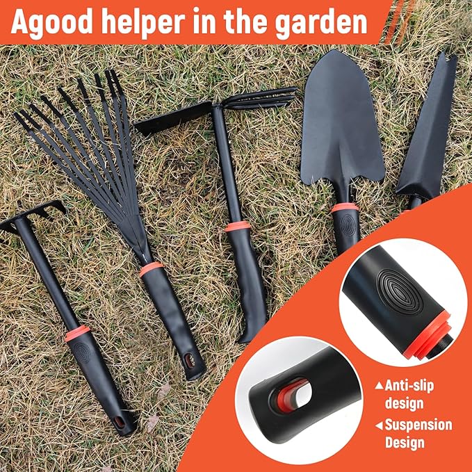 5 Pcs Set Weed Puller ToolHand Weeder ToolIncludes Rake Shovel Hand Hoe Double-Sided Cultivator &amp Weed Puller Tool for Digging