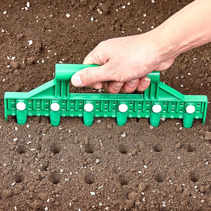 Seed Dibber Multifunctional Seed Spacer Tool Seed-in Soil Digger Garden Spacer aid for Planting Seeds Laying Out ideally Spaced Rows (Green)