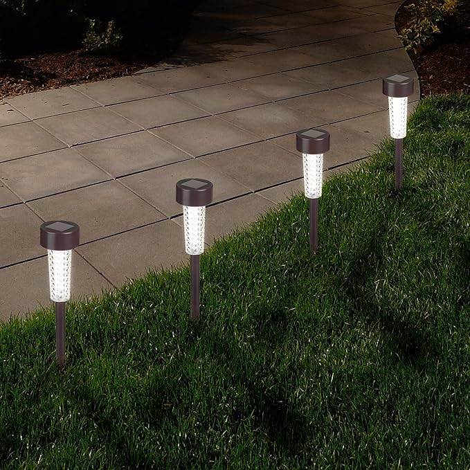 Pure Garden Solar Powered Lights (Set of 6)- LED Outdoor Stake Spotlight Fixture for Gardens Pathways and Patios Bronze (Pack of 2)